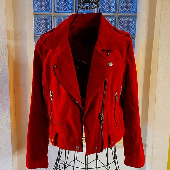 Blank NYC Jackets & Blazers - BLANK NYC 100% leather suede red moto sz lg